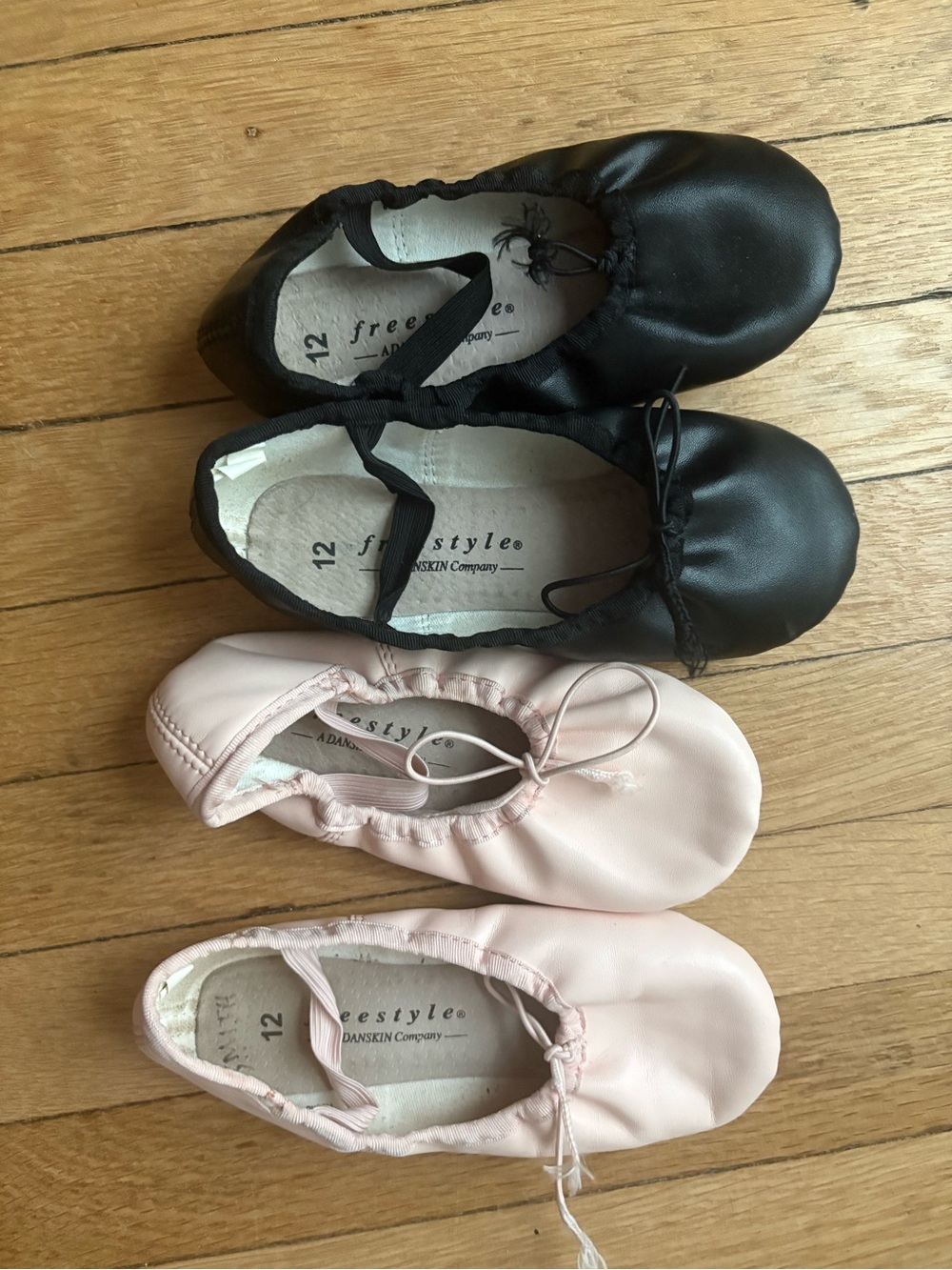 Freestyle Dual-Pack Ballet Shoes in Black and Light Pink size 12
